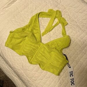 Neon Green Halter Corset Top